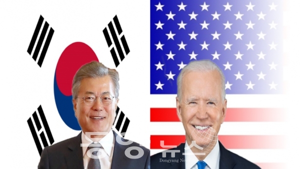 [포토샵=동양뉴스] 문재인 대통령과 조 바이든 미국 대통령