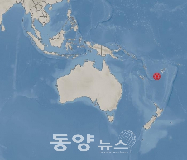 2일 오후 3시 29분께 피지 수바 남서쪽 477㎞ 해역에서 규모 7.2 지진이 발생했다. (사진=기상청 제공)