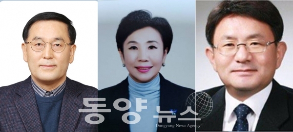 (왼쪽부터) 장형수 후보, 한춘옥 후보, 김정욱 후보.