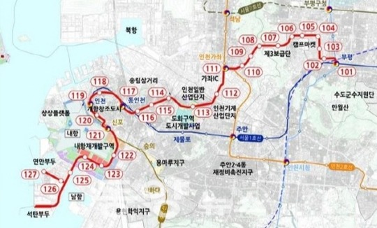 트램 부평연안부두선 사업화 노선도.(사진= 인천시 제공)
