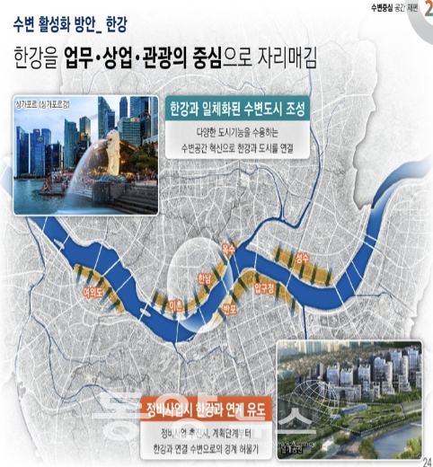 한강은 연장 41.5㎞, 면적 39.9㎢의 광범위한 공간으로서 서울의 중심을 동서로 가로지르고 있어 도시 공간구조 및 기능적 측면에서 높은 중요성을 가지고 있다.(사진=서울시 제공)