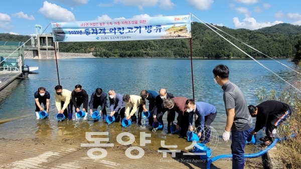 [포토] 경북토속어류산업화센터, 전국 최초 '어린 동자개' 대량 생산해 방류