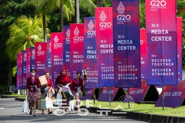 지난 13일 인도네시아 발리에서 열린 17차 주요 20개국(G20) 정상회의 포스터. (사진신화통신)