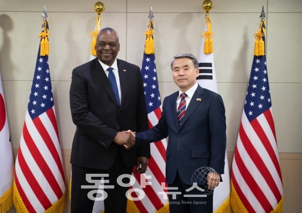 이종섭 국방부 장관과 로이드 오스틴(Lloyd J. Austin Ⅲ) 미국 국방장관은 31일 서울에서 한미 국방장관 회담을 개최했다. (사진=국방부 제공)